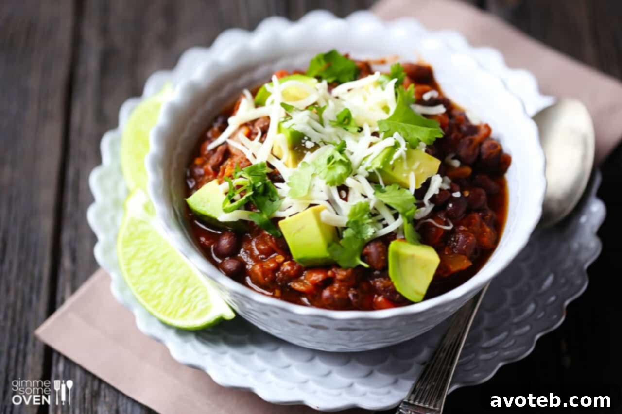 Smoky Black Bean Chili recipe card image