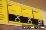 ALDI pallet displays and large, clear price labels