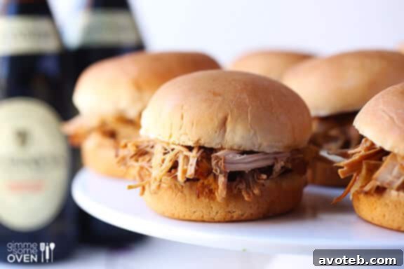 Guinness Pulled Pork served on a bun with coleslaw