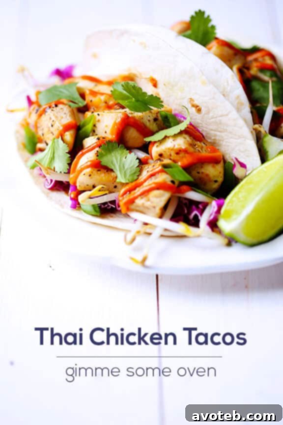 Close-up of Thai Chicken Tacos