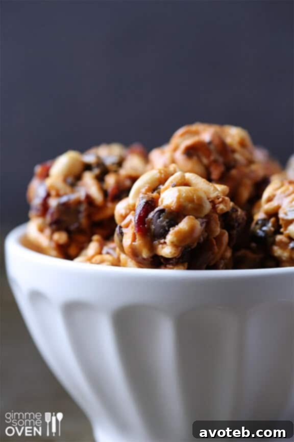 Close-up of a single Trail Mix Energy Bite with visible ingredients.