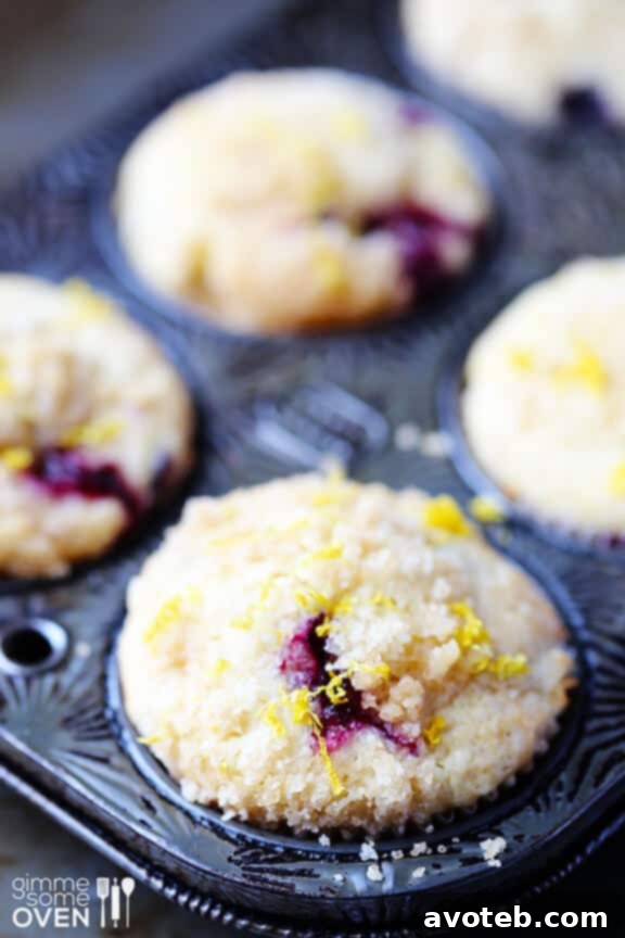 Close-up of a Lemon Blueberry Muffin with Streusel