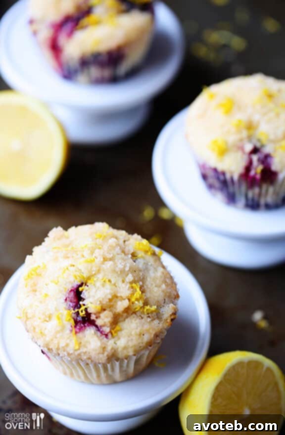 A plate of fresh Lemon Blueberry Muffins