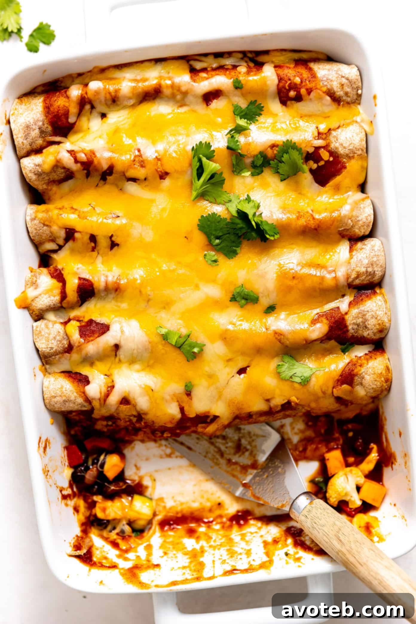 Roasted Vegetable Enchiladas in Pan