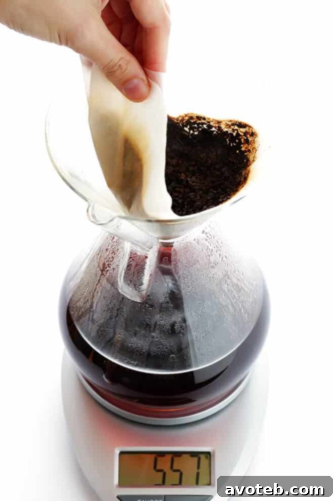 Step 4: Remove the filter and serve your freshly brewed pour-over coffee.