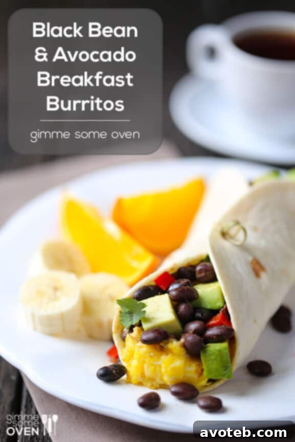 Healthy Black Bean and Avocado Breakfast Burrito ingredients