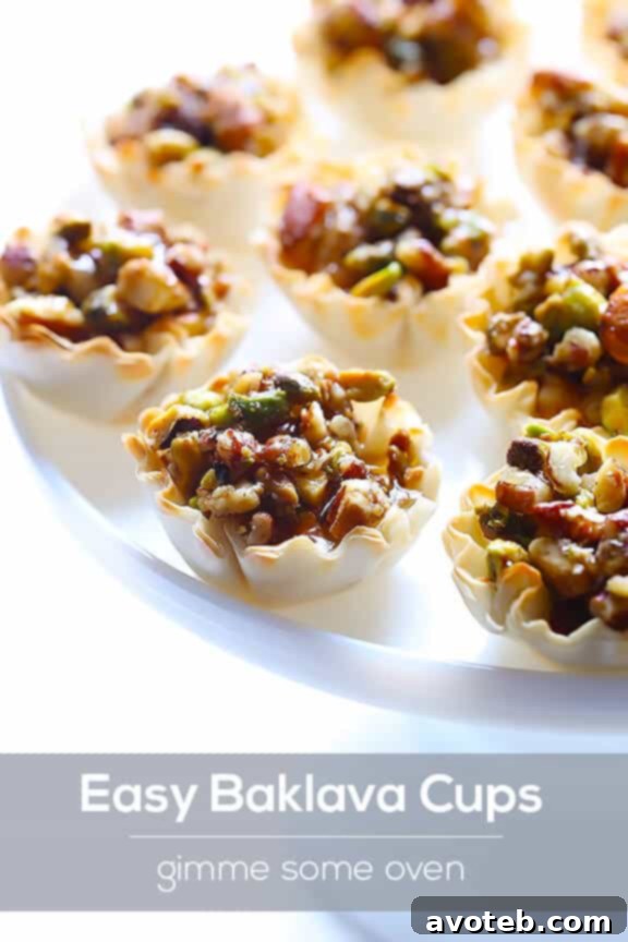 Baklava Cups with a generous honey drizzle
