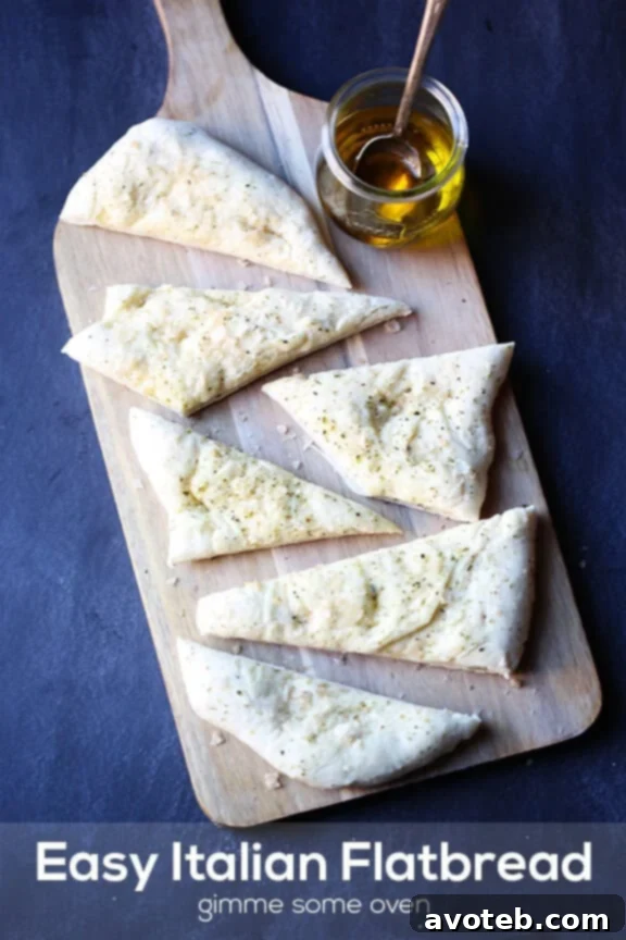 A closer look at the Easy Italian Flatbread, showcasing its crispy crust and seasoning.