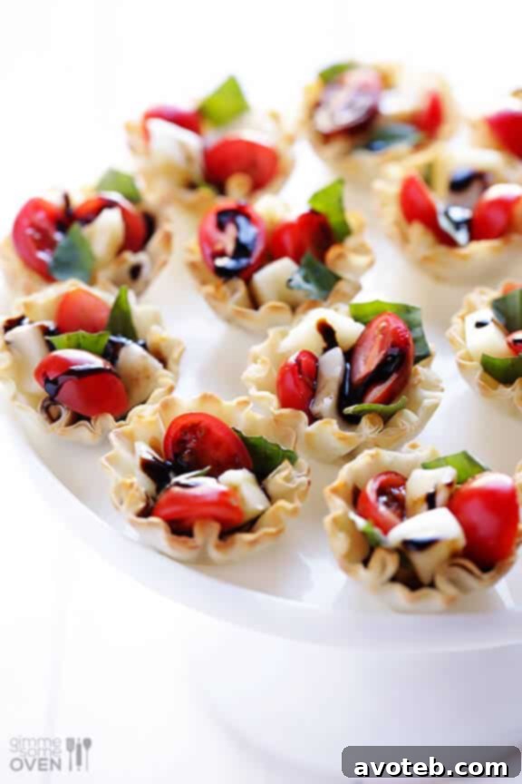 Fresh Caprese Phyllo Cups Ready to Serve