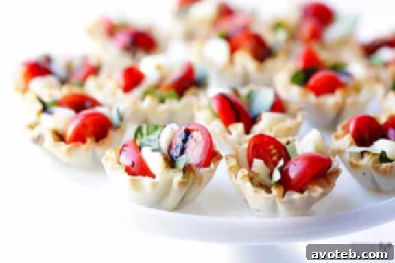 Serving platter of Caprese Phyllo Cups