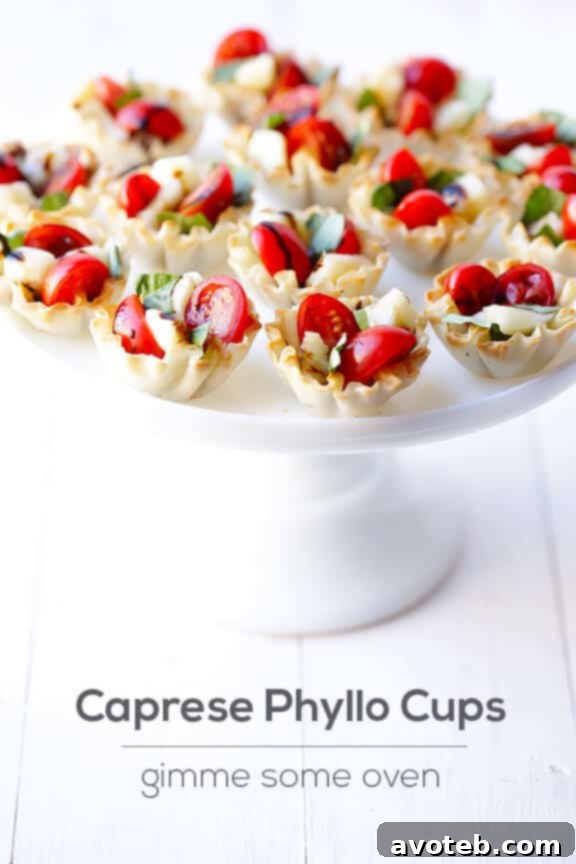Another angle of Caprese Phyllo Cups