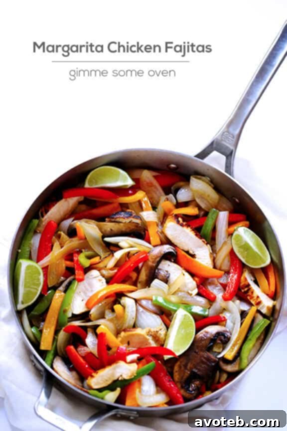 Enjoying Delicious Margarita Chicken Fajitas Plated Margarita Chicken Fajitas with Avocado and Lime