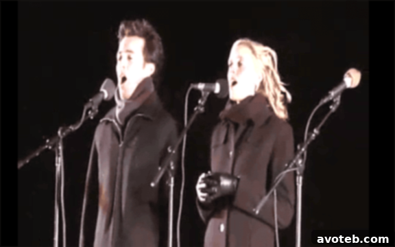 Cameron and author performing together at a holiday concert.