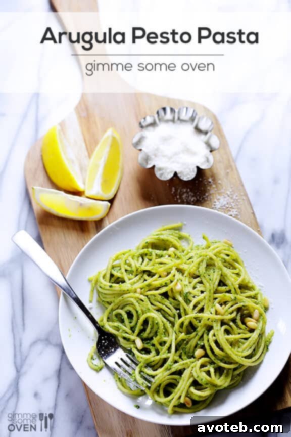 Arugula Pesto Pasta, an easy and flavorful homemade recipe.