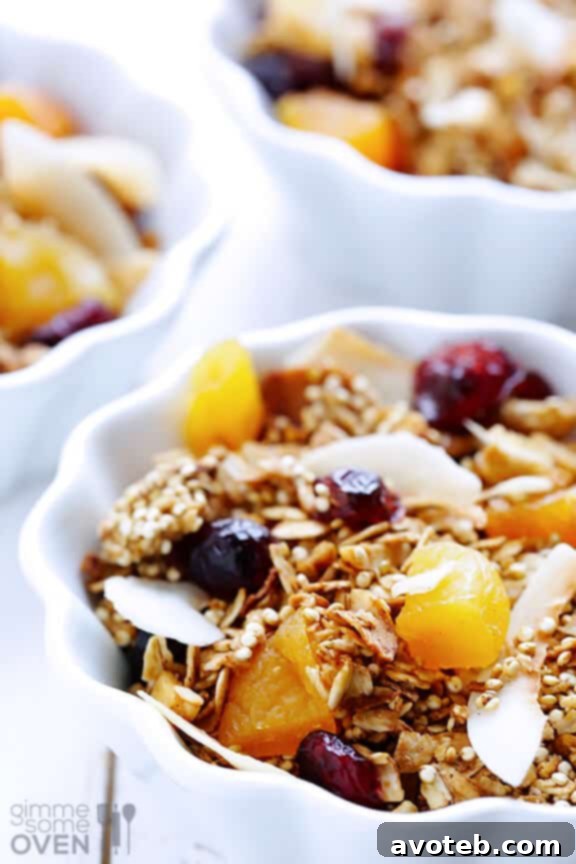 Closeup of Crunchy Quinoa Granola