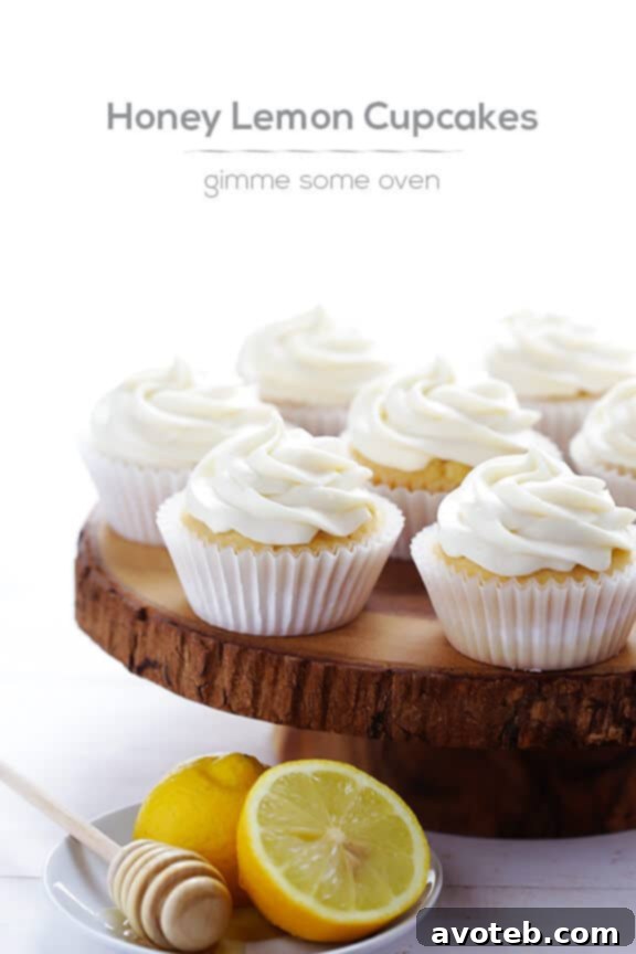 Decorated Honey Lemon Cupcakes ready to be served