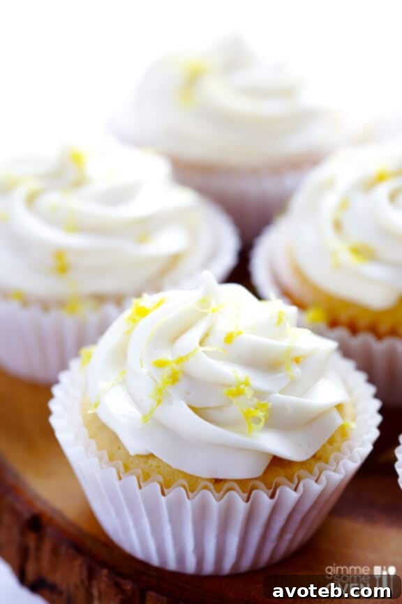 Close-up of Honey Lemon Cupcakes with Lemon Zest