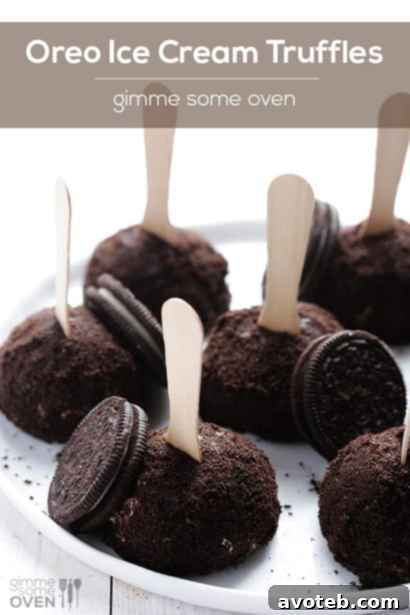 Final plated Oreo Ice Cream Truffles with cocktail forks