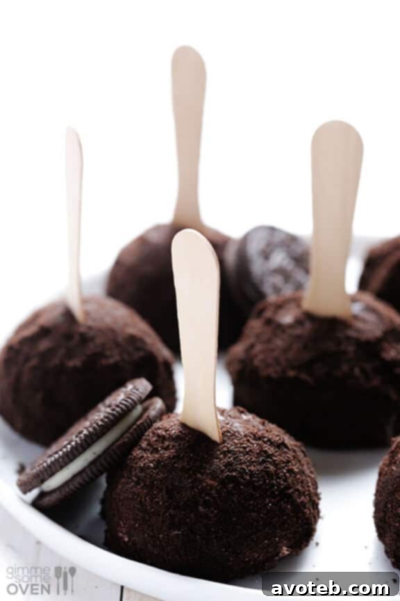 Close-up of a single Oreo Ice Cream Truffle