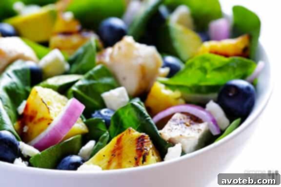 Grilled Pineapple, Chicken & Avocado Salad - A vibrant summer dish.