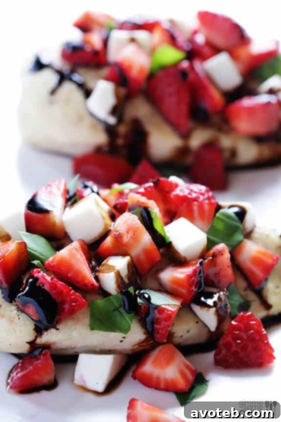 Strawberry Balsamic Glazed Chicken 3 Strawberry Balsamic Chicken served with a vibrant fresh salsa