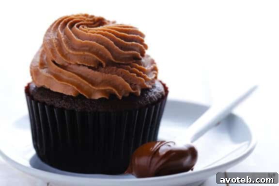Delicious Nutella Cupcakes with a swirl of frosting