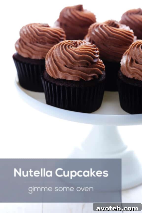 Stacked Nutella Cupcakes, close-up with frosting details