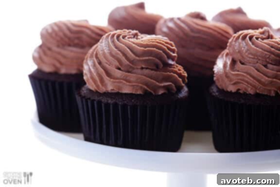 Beautifully frosted Nutella Cupcakes arranged on a serving plate