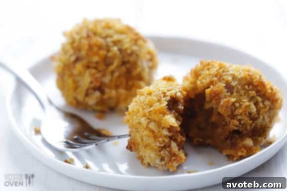 Perfectly Golden Oven-Fried Spanish Croquettes with Melted Cheese and Chorizo