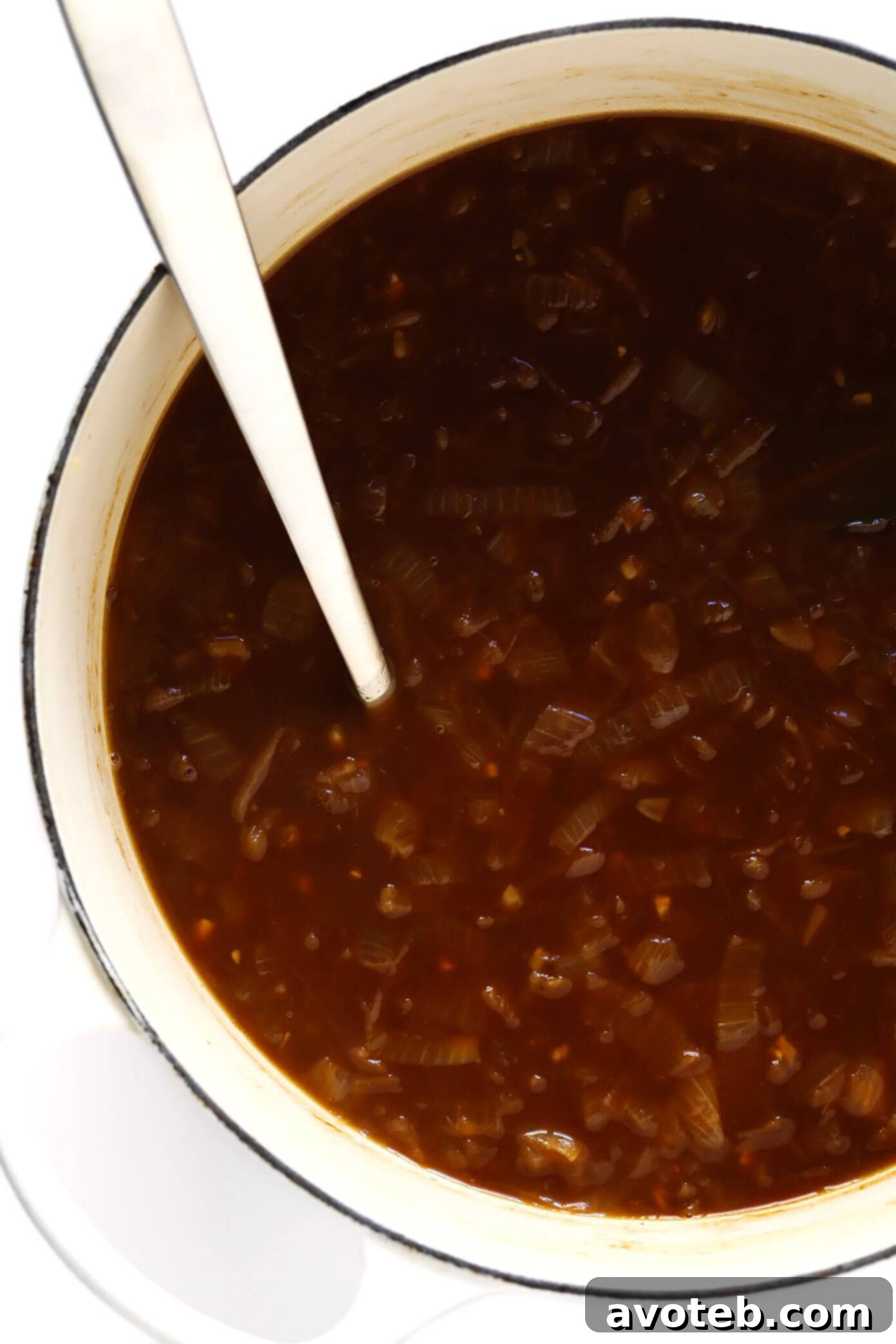 French Onion Soup with Toasted Baguette and Melted Cheese