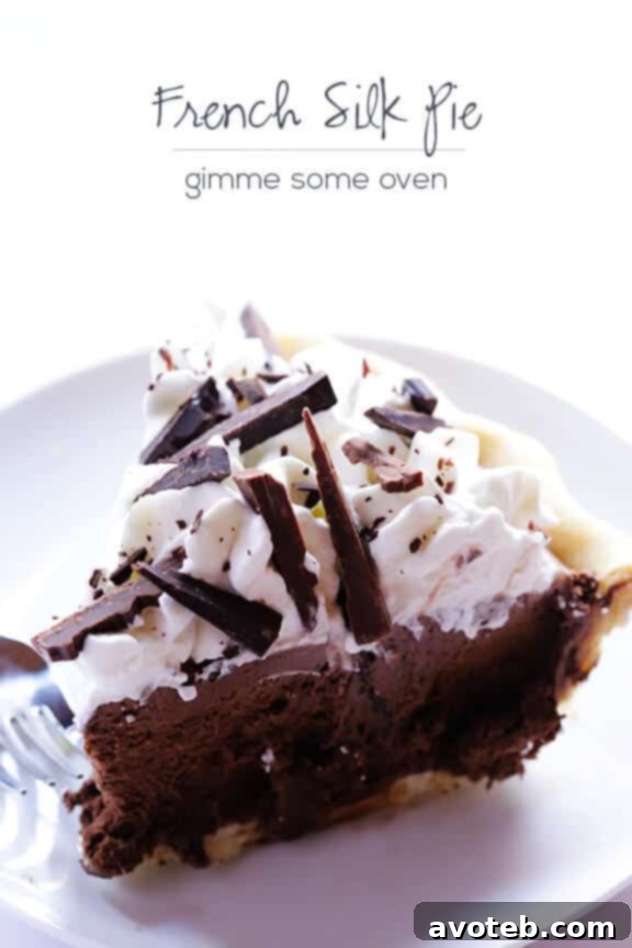 Homemade French Silk Pie with Chocolate Shavings