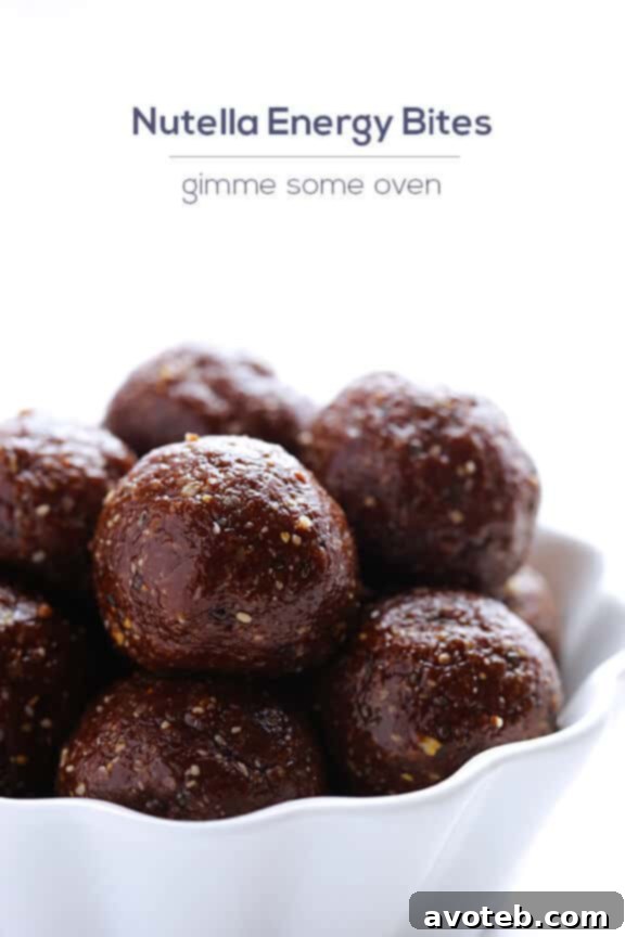 A close-up of delicious Nutella Energy Bites on a serving tray