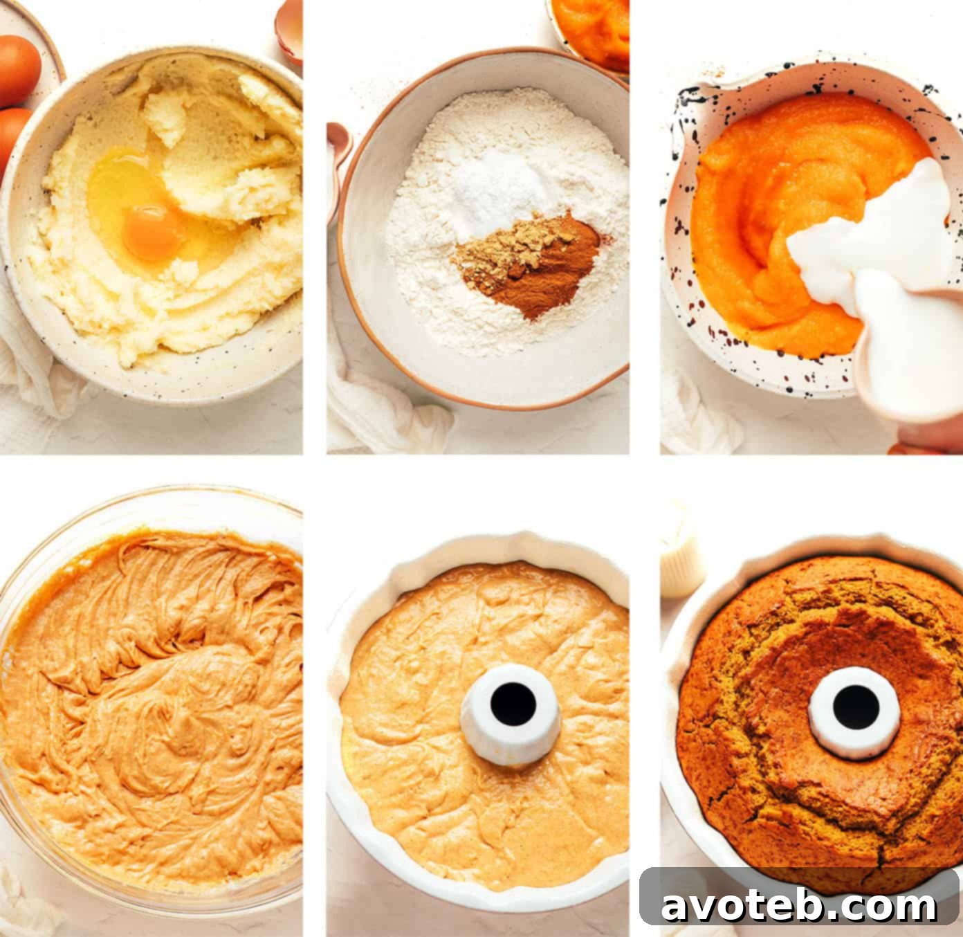 Decadent Pumpkin Spice Cake 5 Steps for making a pumpkin bundt cake