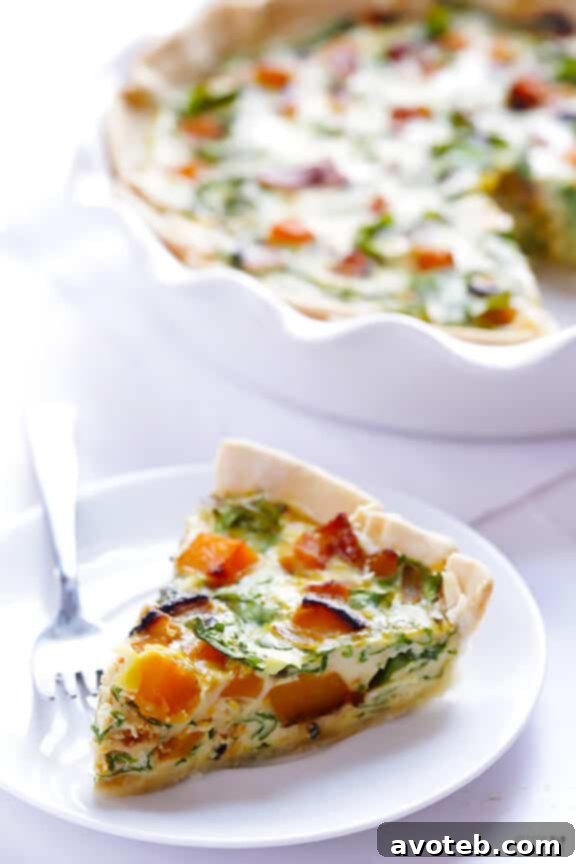 Delicious Butternut Squash, Arugula, and Bacon Quiche for Breakfast