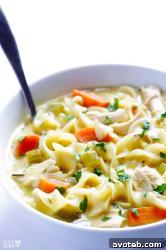 Skinny Creamy Chicken Noodle Soup | gimmesomeoven.com