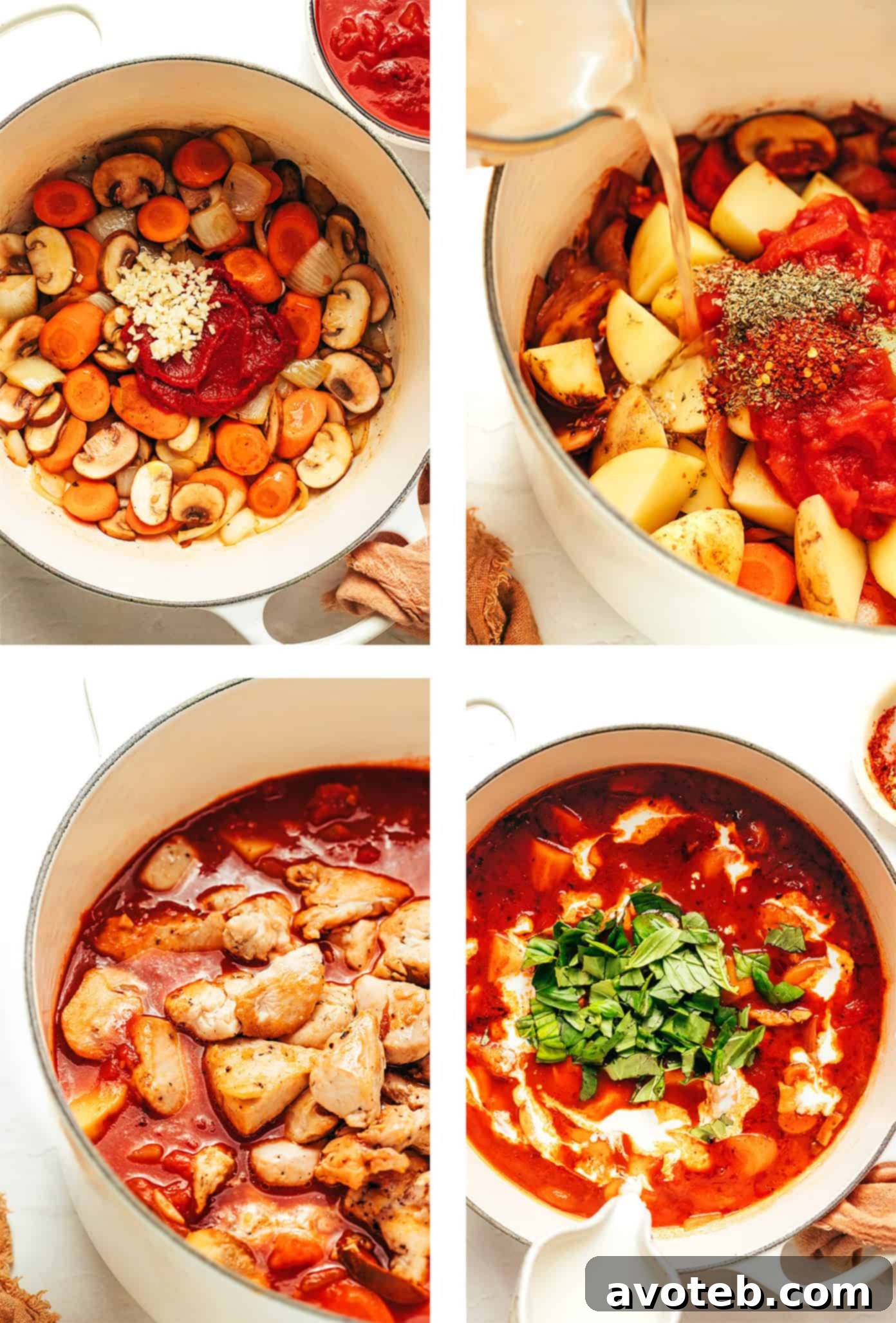 how to make tomato basil chicken stew