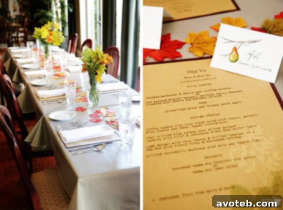 Elegant autumn table setting at Deja Vu Bistro