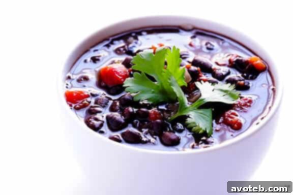 Delicious 5-Ingredient Black Bean Soup ready in just 20 minutes – a perfect quick and healthy meal.