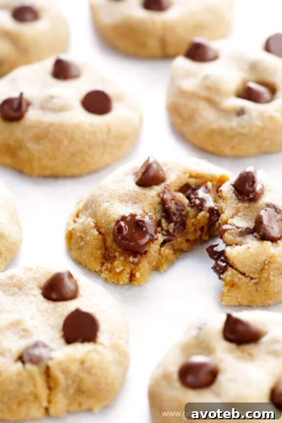 Close-up of freshly baked 4-Ingredient Peanut Butter Chocolate Chip Cookies