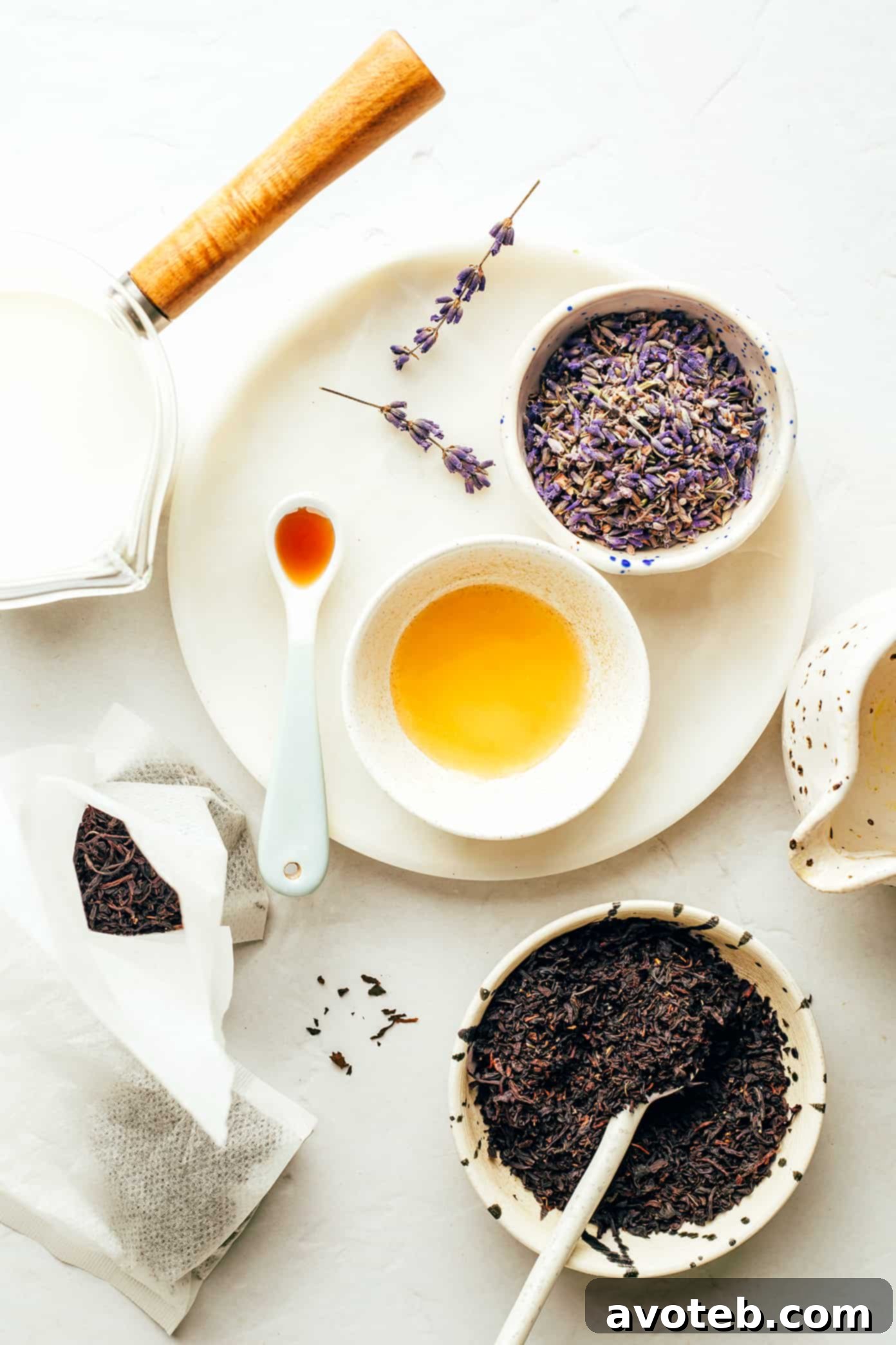 Ingredients for a homemade London Fog Latte