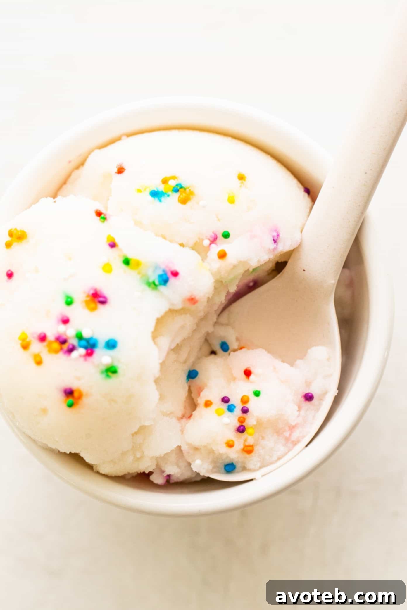 Snow Ice Cream Topped with Colorful Sprinkles