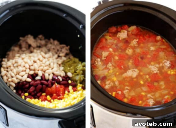 Ingredients for Skinny Slow Cooker Taco Soup laid out, highlighting freshness and simplicity.