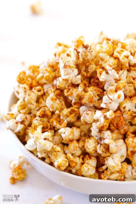 Generous Serving of Taco Popcorn A large bowl filled with freshly made Taco Popcorn.
