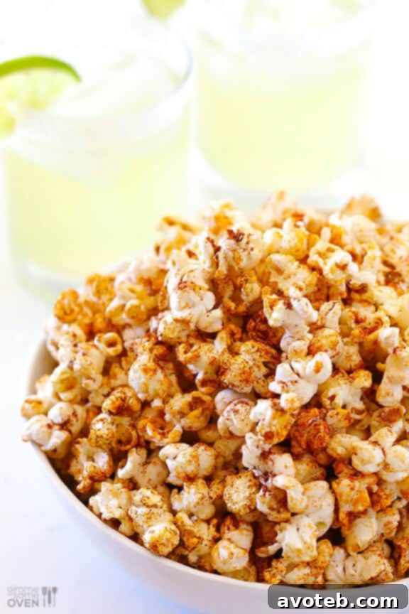 Perfectly Seasoned Taco Popcorn Close-up of freshly popped Taco Popcorn