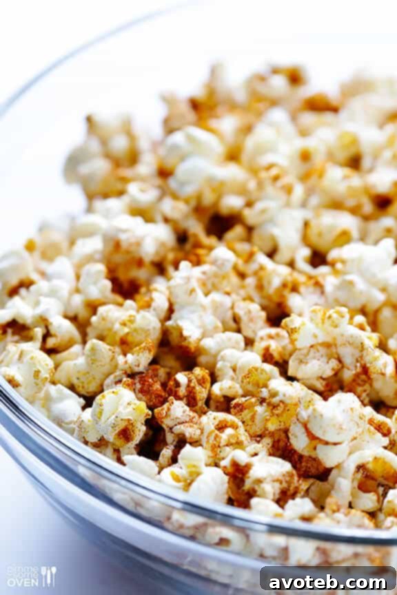 Ready-to-Eat Taco Popcorn Bowl of finished Taco Popcorn ready to eat