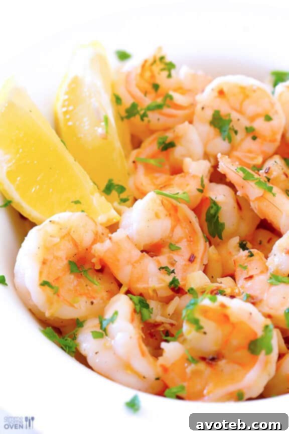 Skinny Shrimp Scampi Served Over Linguine