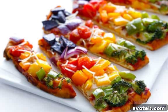 Quick and Healthy Rainbow Veggie Flatbread Pizza Recipe