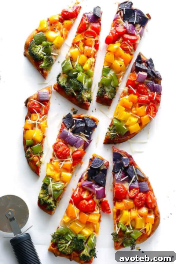 Colorful Vegetable Flatbread Pizza