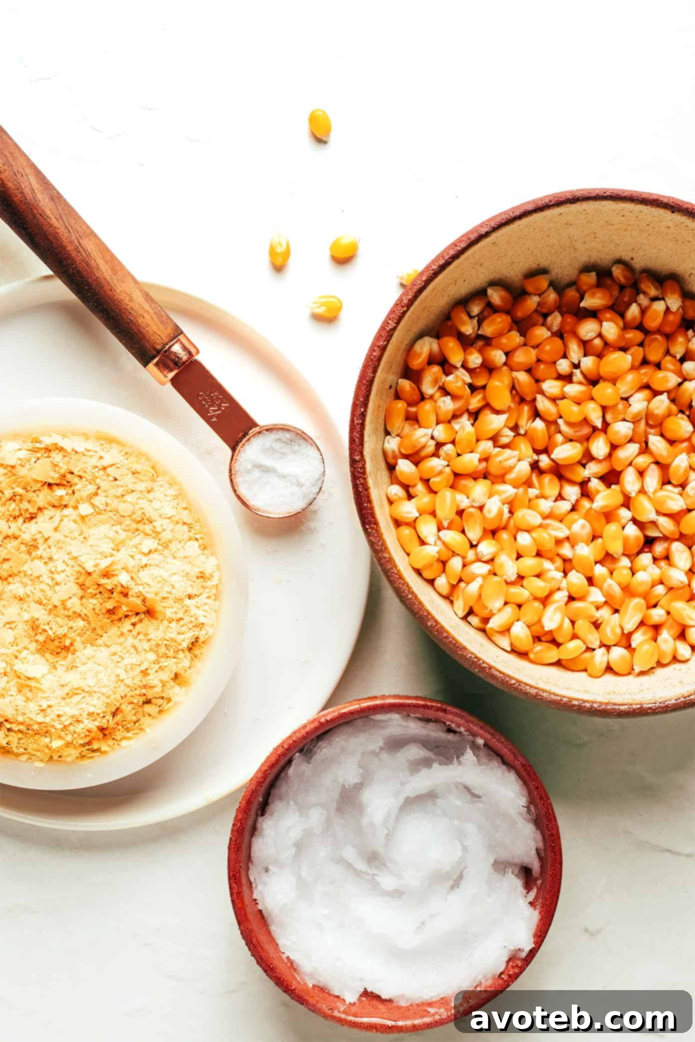 Close-up of freshly popped Nooch Popcorn in a bowl
