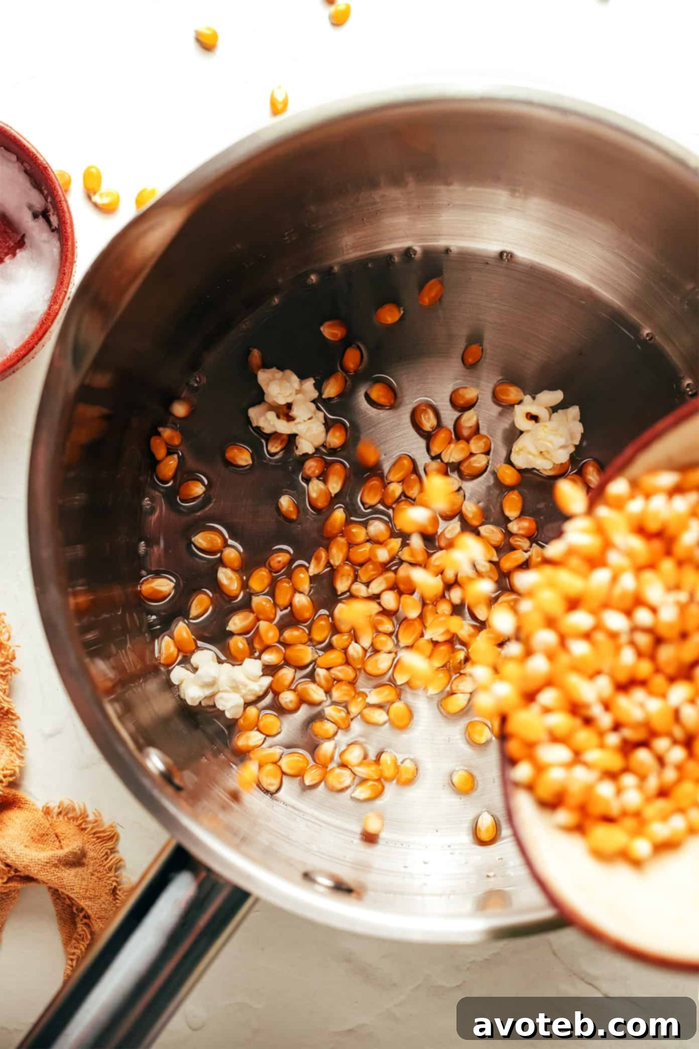 Ingredients for making Nooch Popcorn laid out